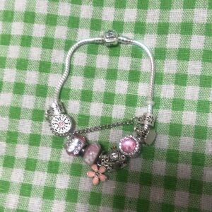 Elegant Silver and Pink Charm Bracelet